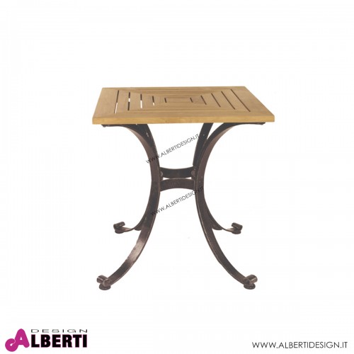 Tavolino quadrato LONGLIFE in teak e ferro 70x70x74 cm