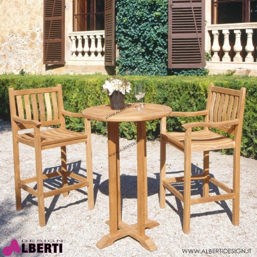 Tavolino bar legno di teak D70 H110 cm