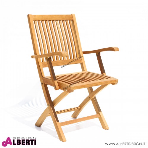 Sedia Pieghevole STANDAR in teak 55x60h95 cm con braccioli