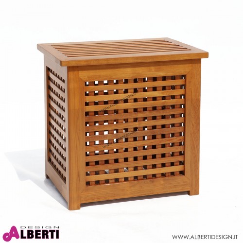 Cesto per biancheria in teak con coperchio 55x39h56 cm