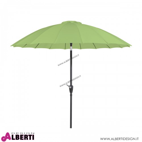 Ombrellone verde a raggiera con manovella D270xH230 cm