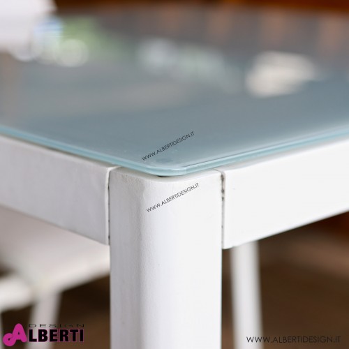 Tavolo Axel bianco con vetro 90x90xH74 cm