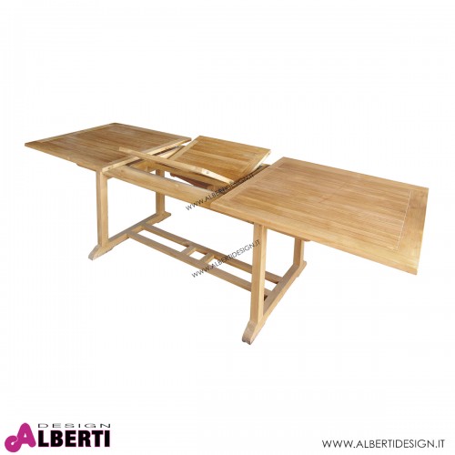 Tavolo rettangolare in teak con piano allungabile 180-240x100x75