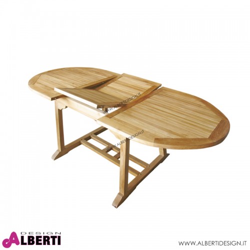 Tavolo ovalale in teak con piano allungabile 200-300x110x75 cm