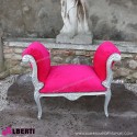 Panca Strasburgo barocco argento fucsia 90x45x73