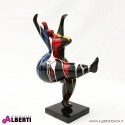 Ballerina artistica in vetroresina nera con colate di colore  L28xP45xH75