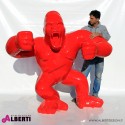 Gorilla XXXL rosso in vetroresina H 178cm