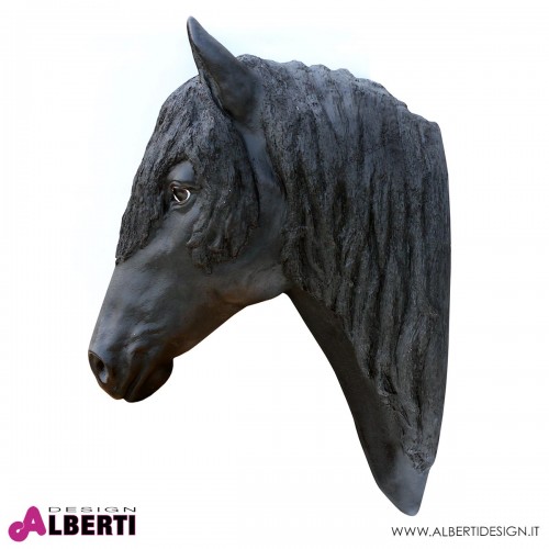 Testa cavallo nera in vetroresina H108 cm