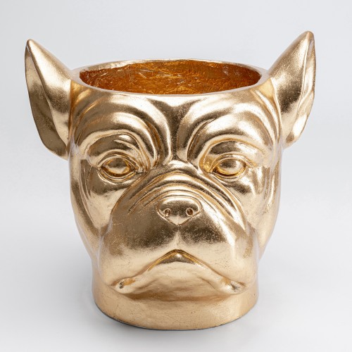 962 KA51899_a Portavaso deco testa bulldog oro34,5x33x37,5h