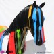 963 PLCAVALLOSTR_b Cavallo artistico in vetroresina con strisce di colore 205x240cm