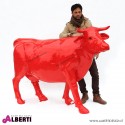 Mucca rossa testa alta  in vetroresina 70x205x145