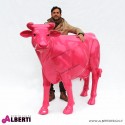 Mucca testa alta fucsia in vetro resina 147x200 cm