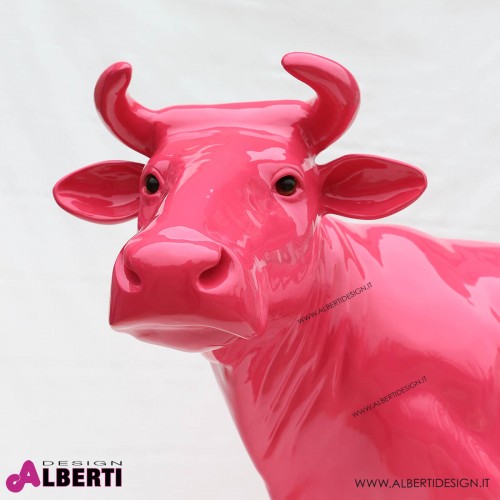 963 PLA251_h Mucca testa alta fucsia in vetro resina 147x200 cm