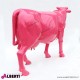 963 PLA251_l Mucca testa alta fucsia in vetro resina 147x200 cm