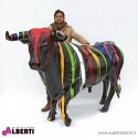 Toro artistico in vetroresina 150x240 multicolor/strisce
