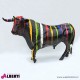 963 PLA838_m Toro artistico in vetroresina 150x240 multicolor/strisce