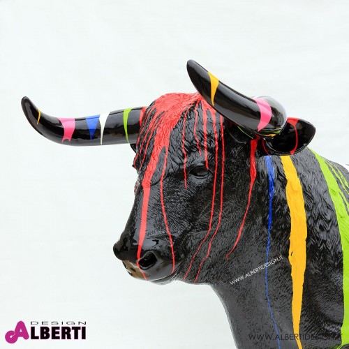 963 PLA838_n Toro artistico in vetroresina 150x240 multicolor/strisce