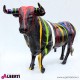 963 PLA838_r Toro artistico in vetroresina 150x240 multicolor/strisce