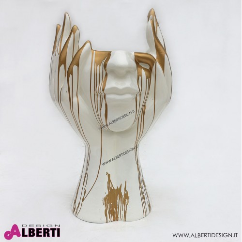 963 PLAVASOVMBO_a Vaso XL mani viso bianco col.oro