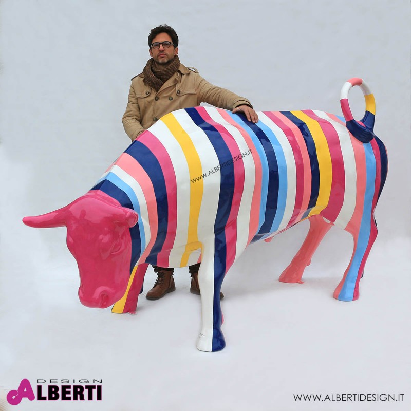 963 PLTOROTBSTRIS_a Toro testa bassa strisce multicolor 235x90x140h