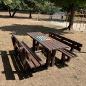 Tavolo pic-nic con schienale in plastica riciclata L180xP195xH75