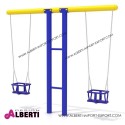 Altalena a due posti in acciaio per bambini, omologata per parchi pubblici. 350x25x213cm