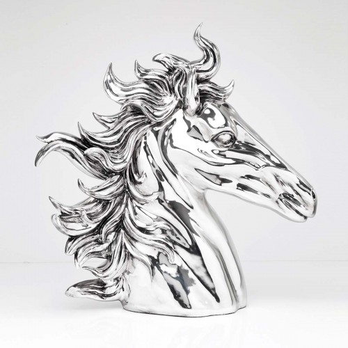 Scultura testa cavallo Horse Head cromata 100X40X103cm