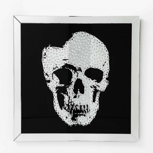 Quadro teschio a brillanti Frame Mirror Skull 100x100x5cm