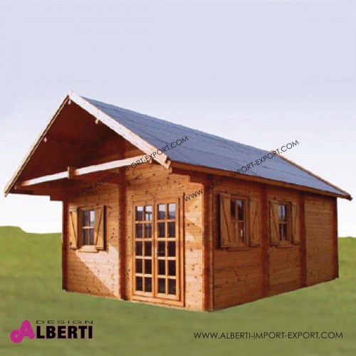 Casetta Sylt spessore 50mm legno non trattato ad incastro, vetri isolati, 450x600 cm