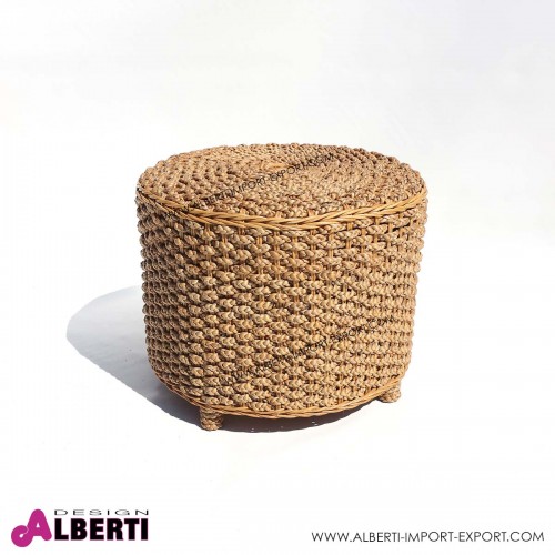 Tavolino Pouf fibra naturale Ø 50xH40 giacinto d'acqua