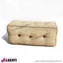 Pouf  rettangolare in raffia con bottoni cocco 50x105xh45