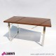 Tavolo inox e top legno di teak massiccio 150x80x75