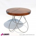 Tavolo top legno con vetro/fibra e gambe arco in acciaio inox  d 60xh52