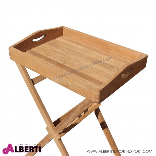 Vassoio in teak su supporto fisso 66x38xH74