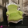 962 BGMSIL^GREEN_a Poltrona barocco Marsiglia argento con tessuto verde 83x83x115