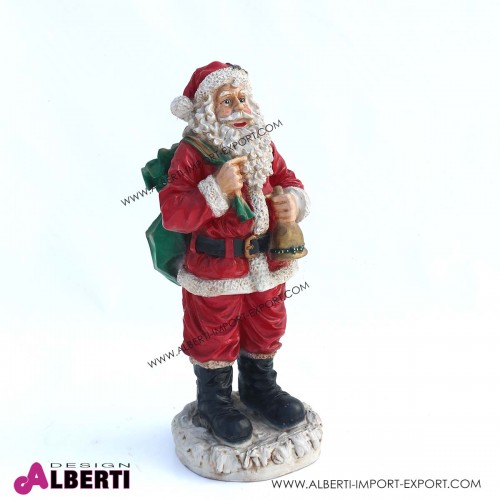 Babbo Natale in vetro resina con sacco e campana H70