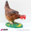 Gallina con testa in basso e base colorata in vetroresina H45 cm