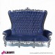 962 BAMARBS^BLUV_a Divano MARILYN ner.silv/velluto  blu 212x78x174