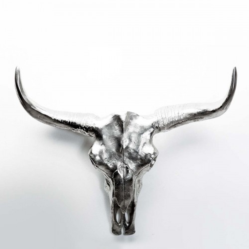 Teschio bisonte in metallo da muro Skull Horn, 76x65x28
