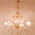 Lampadario Murrina 8 luci rosa/oro puccini s8