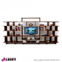 Libreria in legno di acacia con porta TV al centro WATCH-ME  L 380 cm