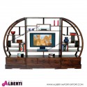 Libreria grande in legno con pota TV Burma L 280x42x180