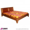 Letto MIAMI in legno di mogano e pelle con cucitura a vista 160x200