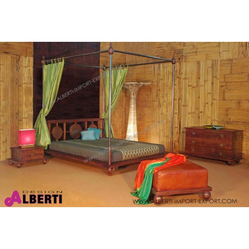 961 TAMK014160_b Letto baldacchino MARRAKECH matrimoniale in teak con inserti in rame 160x200x200