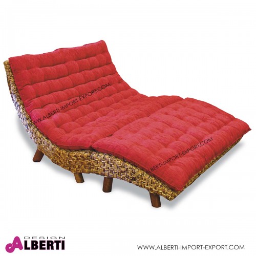 Divano chaise longue doppio Evora con cuscini rossi