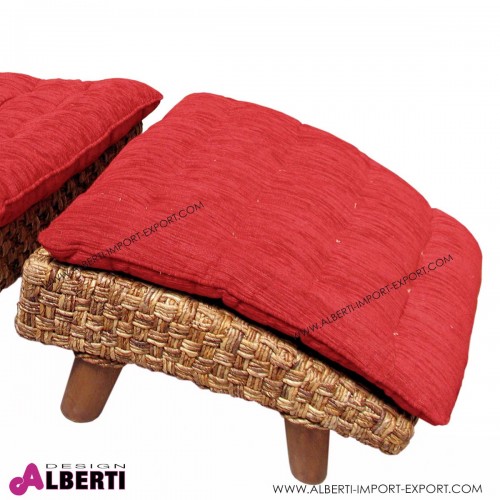 Poggiapiedi in fibra naturale con cuscino per chaise longue Evora 47x61x61