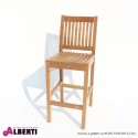 Sgabello bar in teak con schienale per esterno 44x55xh117