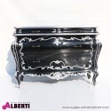 Comò barocco Bordeaux black decorazioni silver 2+1 cassetti 132x50cm