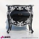 962 BA2032_a Comodino barocco nero con decorazioni rose silver 3 cassetti 60x40xh65