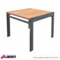 Tavolo ALTEA quadrato in alluminio e teak 100x100